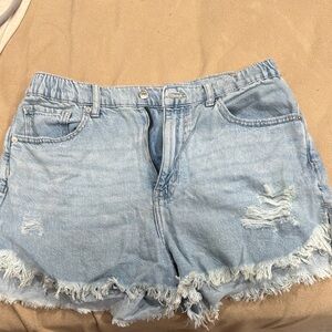 Blue Jean Shorts Distressed Frayed Hem